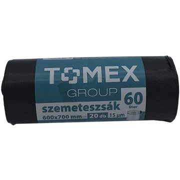 Szemeteszsák 60 liter - 60x70 cm, fekete, 20 db/ roll