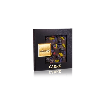 Syrah borhoz - Valrhona 66% étcsokoládé, kandírozott ibolyaszirom, pisztácia, liofilizált feketeribizli