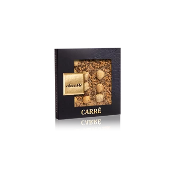 Valrhona 32% szőkecsokoládé, kávészem, mogyoró, ropogós karamell