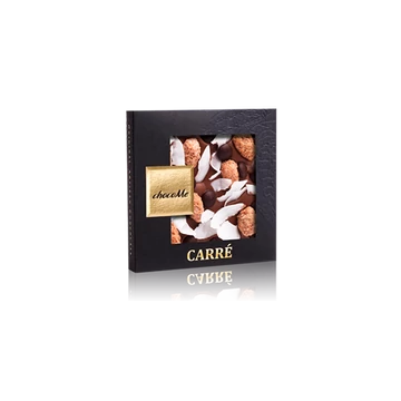 Tejcsokoládé, fahéjas-cukros mandula, kókuszforgács, étcsokoládé pasztilla