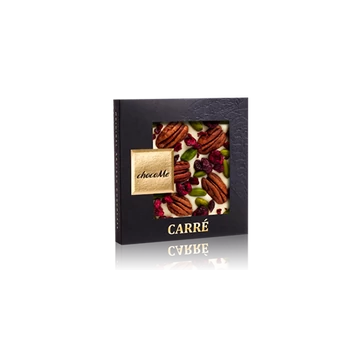 Fehércsokoládé, pekándió, liofilizált meggy, pisztácia