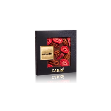 Tejcsokoládé, pekándió, liofilizált eperszelet