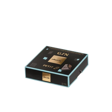 Falatnyi étcsokoládé lapocskák gin ízesítésű csokoládé töltelékkel