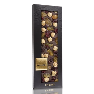 Tejcsokoládé, aranymazsola, aszalt vörösáfonya, mogyoró