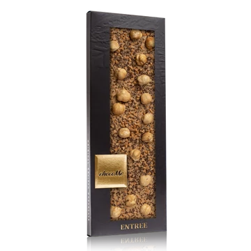 Valrhona 32% szőkecsokoládé, kávészem, mogyoró, ropogós karamell