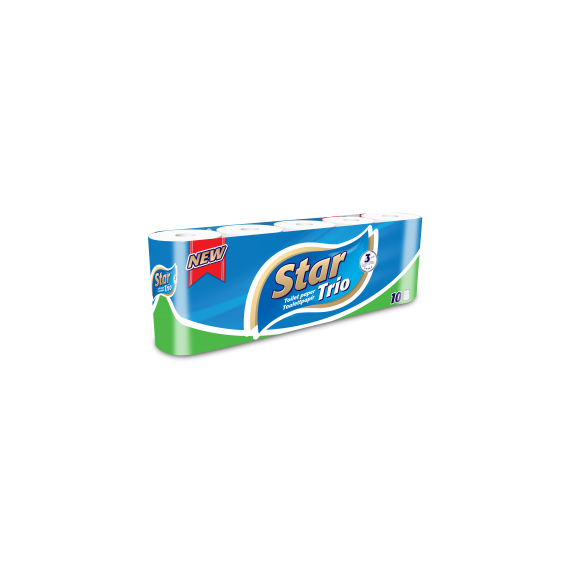 StarTrio háromrétegű toalettpapír 10 tekercs/csomag
