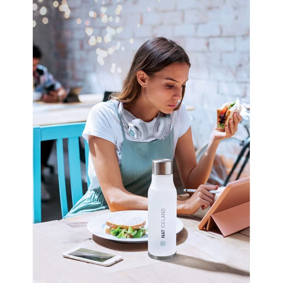 GLACIER RPET - RPET palack, 600 ml - Áttetsző Fehér